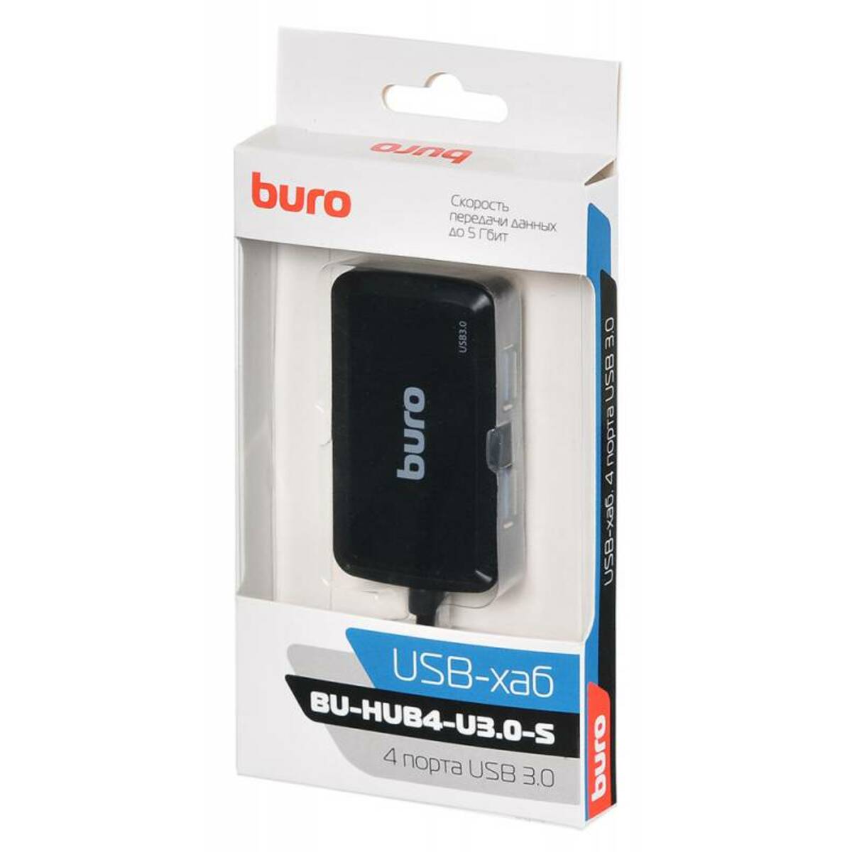 Разветвитель USB 3.0 Buro BU-HUB4-U3.0-S  (Цвет: Black)