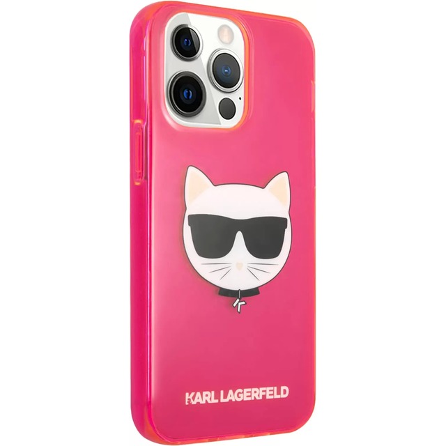 Чехол-накладка Karl Lagerfeld TPU FLUO Case Choupette's для смартфона Apple iPhone 13 Pro Max (Цвет: Pink)