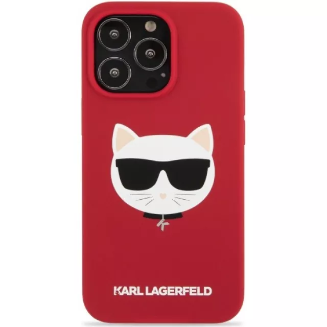 Чехол-накладка Karl Lagerfeld Liquid Silicone Case Choupette Head для смартфона Apple iPhone 13 Pro (Цвет: Red)