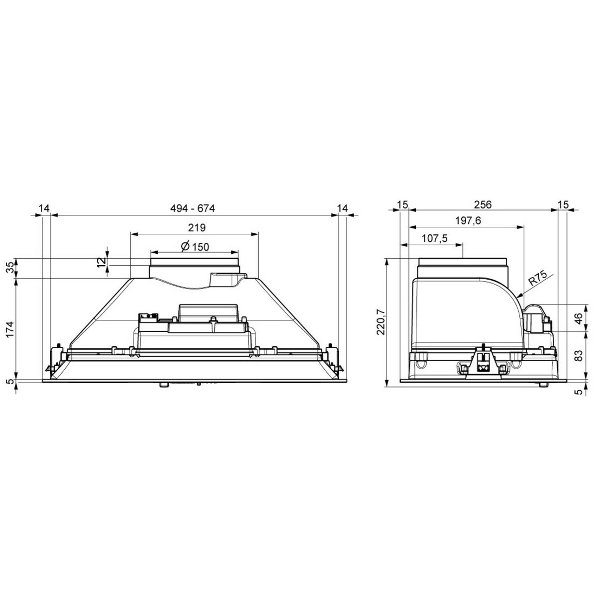 Вытяжка встраиваемая Elikor Casper 70Н-450-П3Д (Цвет: Inox)