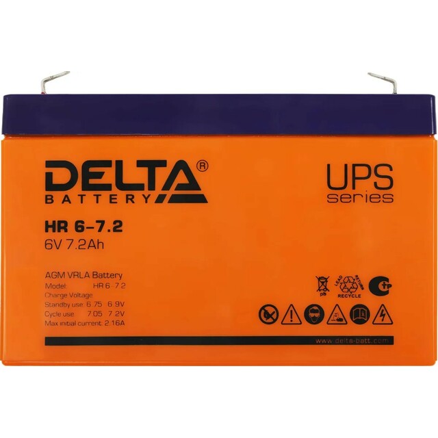 Батарея для ИБП Delta BATTERY HR 6-7.2 6В 7.2Ач Батарея для ИБП Delta BATTERY HR 6-7.2 6В 7.2Ач