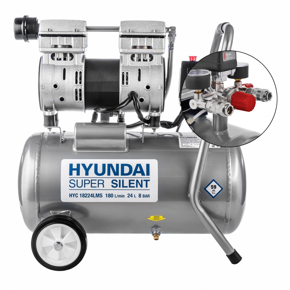 Компрессор поршневой Hyundai HYC 18224LMS (Цвет: Silver)