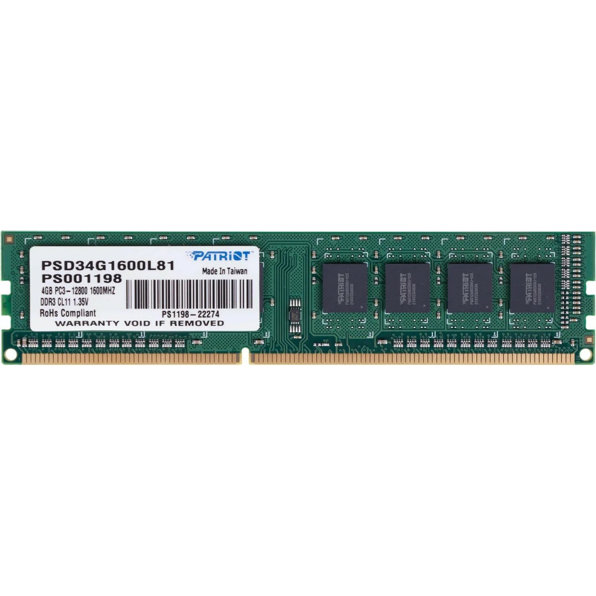 Память DDR3L 4Gb 1600MHz Patriot PSD34G1600L81