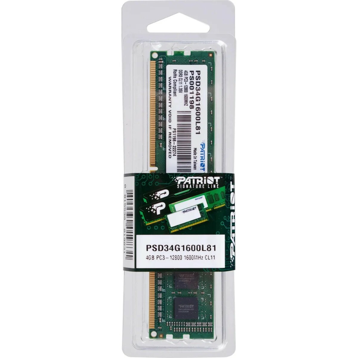 Память DDR3L 4Gb 1600MHz Patriot PSD34G1600L81