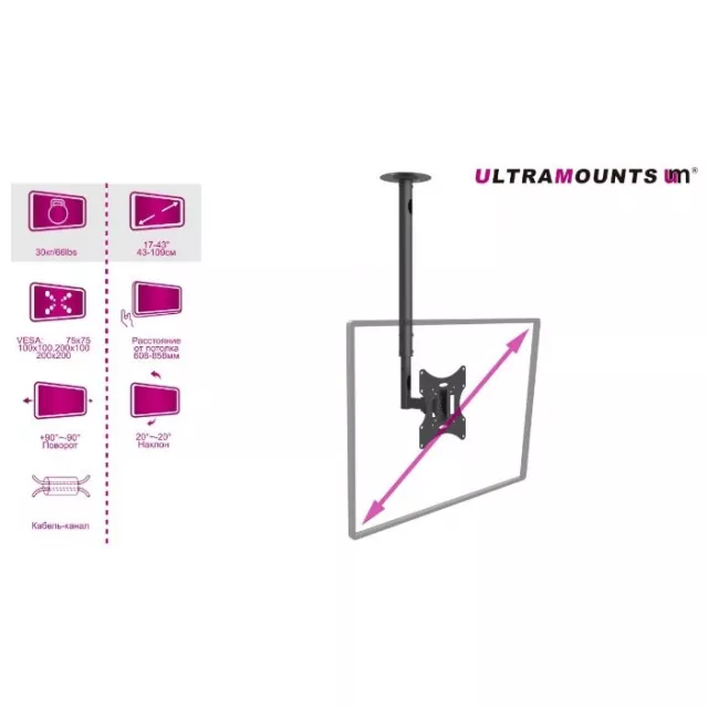 Кронштейн для телевизора Ultramounts UM 890 (Цвет: Black)