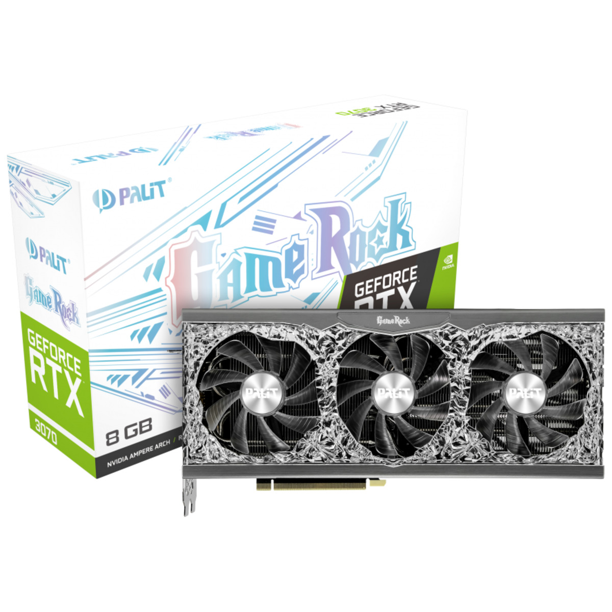 Видеокарта Palit PCI-E 4.0 PA-RTX3070 GAMEROCK 8G V1 LHR NVIDIA GeForce RTX 3070 8192Mb 256 GDDR6 1500 / 14000 / HDMIx1 / DPx3 / HDCP Ret