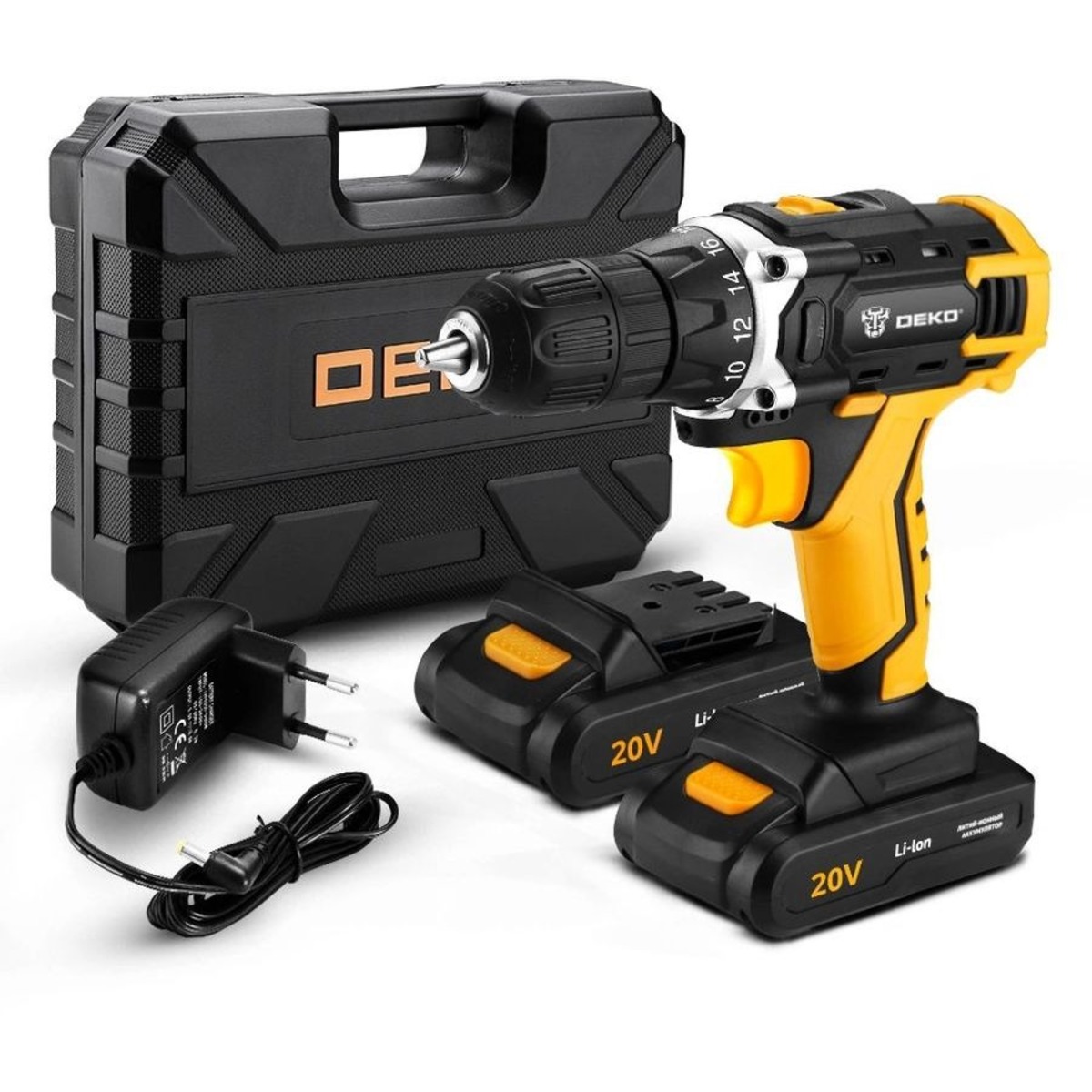 Дрель-шуруповерт Deko DKCD20FU-Li (Цвет: Yellow)