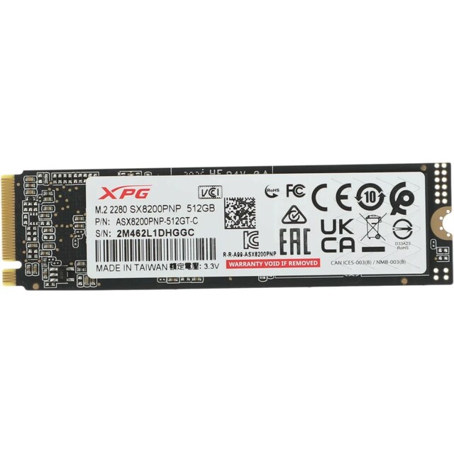 Накопитель SSD A-Data PCI-E 3.0 x4 512Gb ASX8200PNP-512GT-C XPG SX8200 Pro