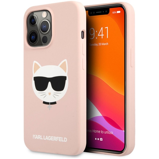 Чехол-накладка Karl Lagerfeld Liquid Silicone Case Choupette Head для смартфона Apple iPhone 13 Pro Max (Цвет: Light Rose)