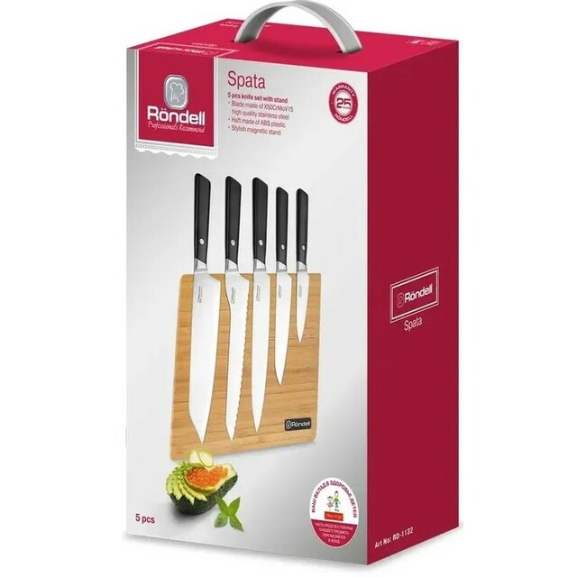 Набор кухонных ножей Rondell Spata RD-1132, черный