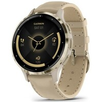 Умные часы Garmin Venu 3S + Leather Band (Цвет: Soft Gold/Grey)