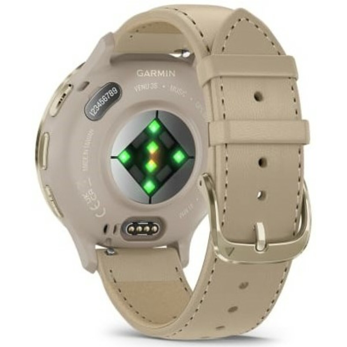 Умные часы Garmin Venu 3S + Leather Band (Цвет: Soft Gold / Grey)