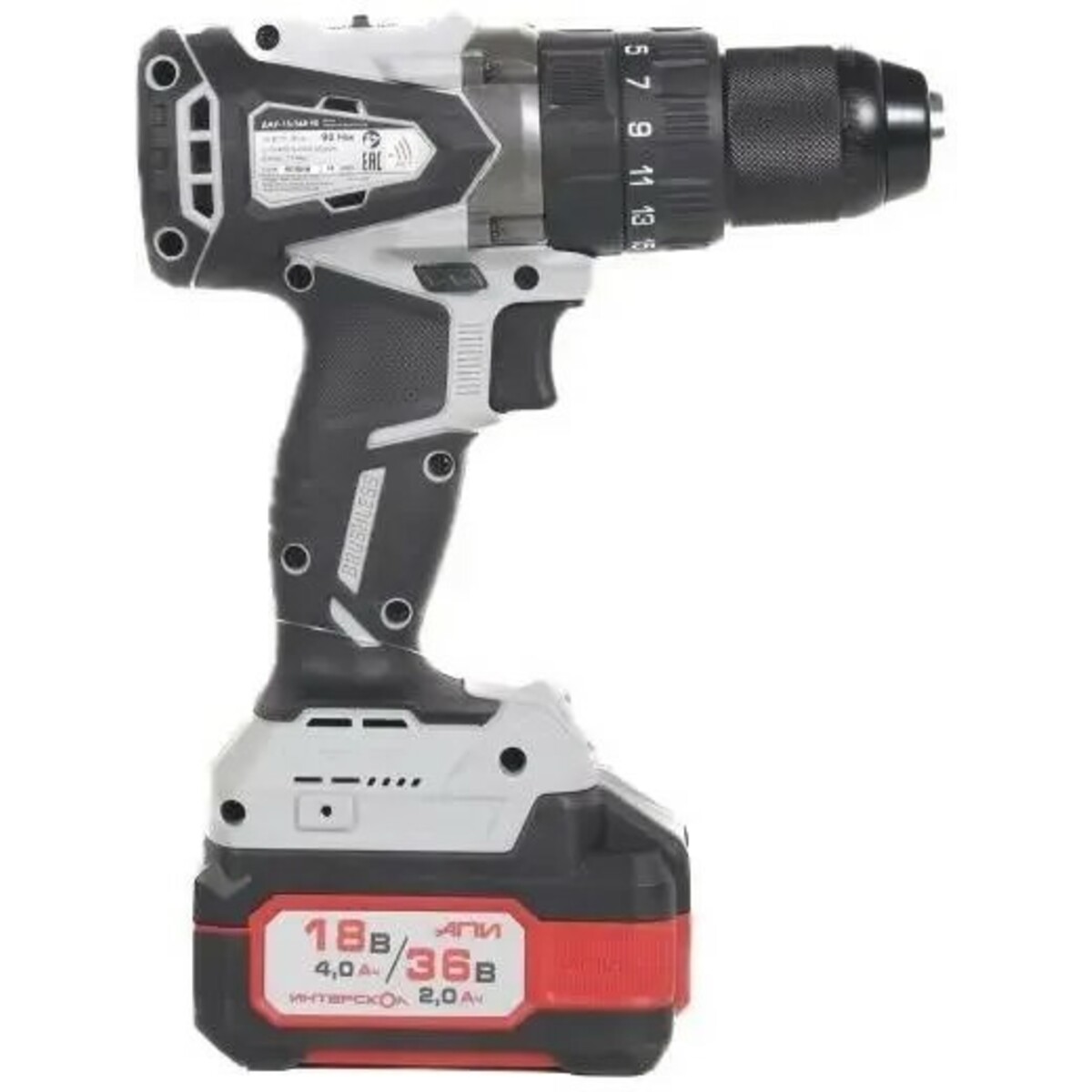 Дрель-шуруповерт Интерскол ДАУ-13 / 36В (Цвет: Gray / Black)