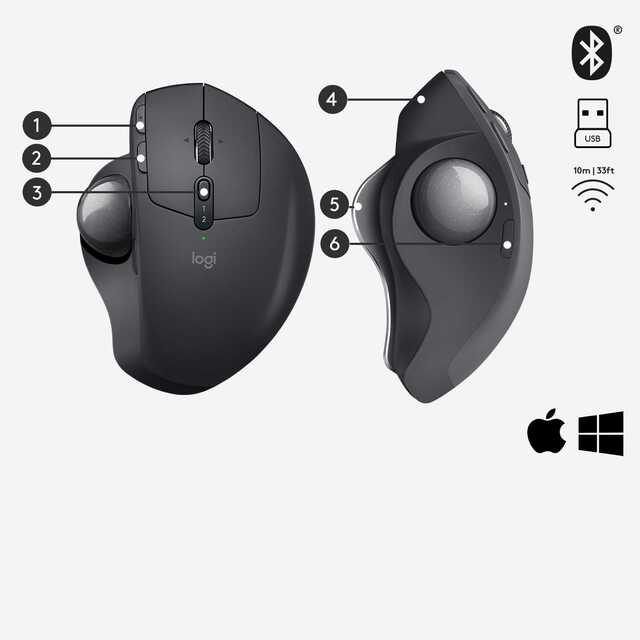 Беспроводная мышь Logitech Trackball MX ERGO (Цвет: Graphite)
