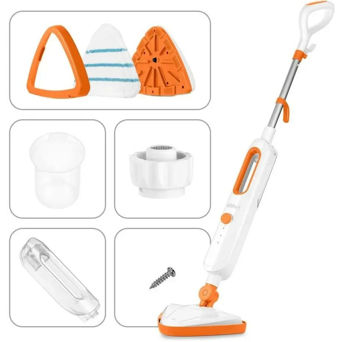 Швабра паровая Kitfort КТ-1048-2 (Цвет: White/Orange)