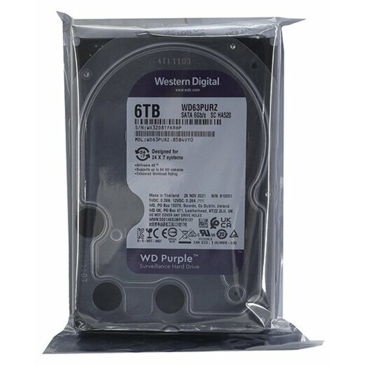 Жесткий диск WD Purple 6ТБ WD63PURZ