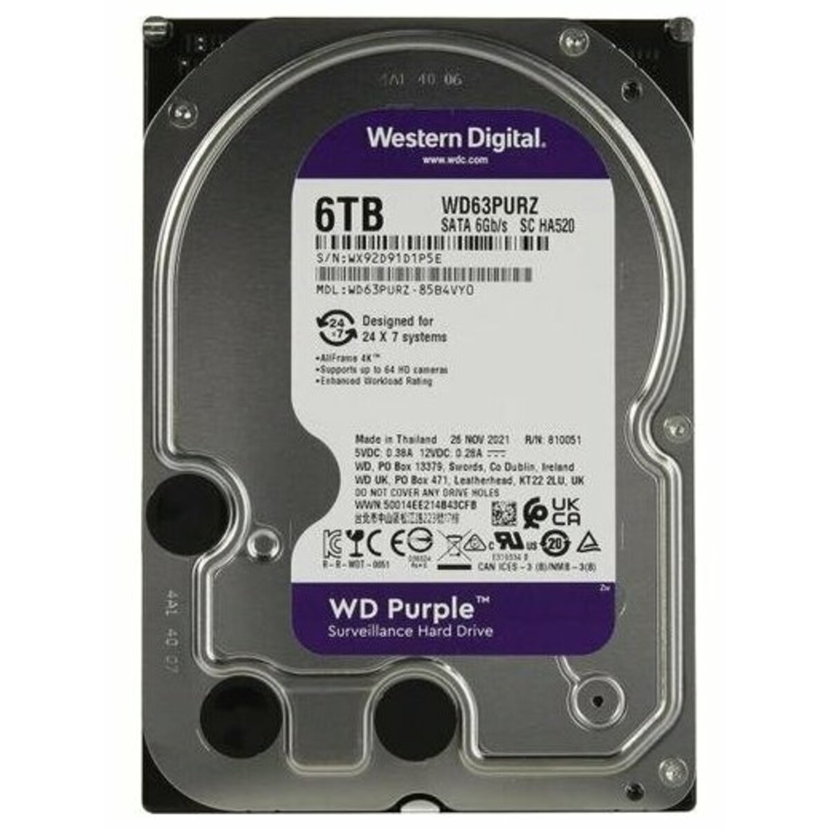 Жесткий диск WD Purple 6ТБ WD63PURZ