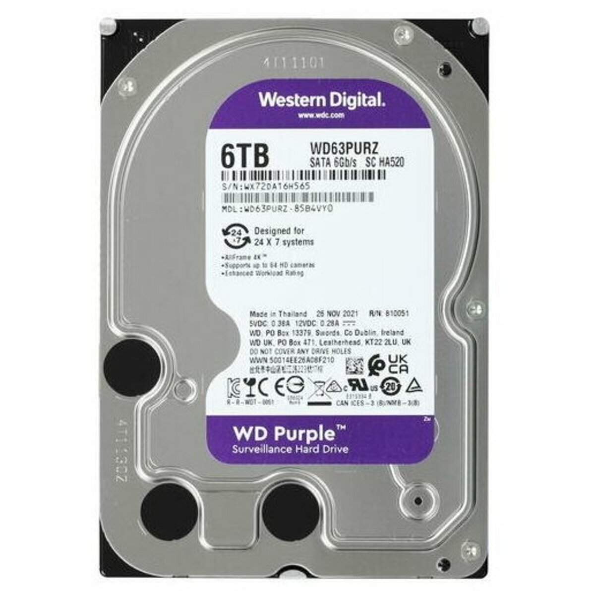Жесткий диск WD Purple 6ТБ WD63PURZ