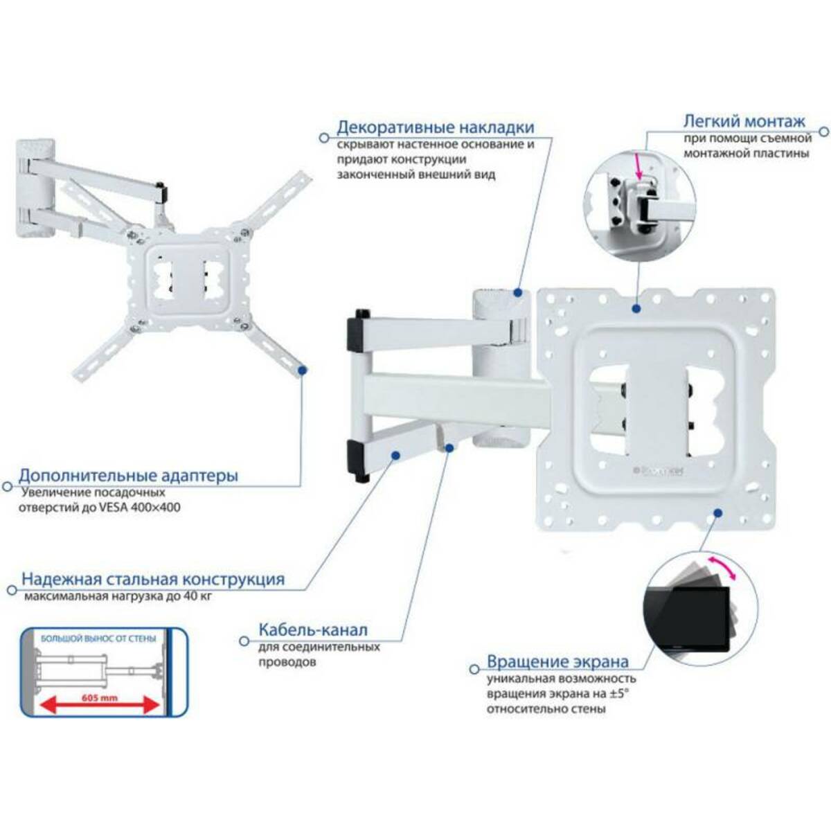 Кронштейн настенный Kromax Dix-18 (Цвет: White)