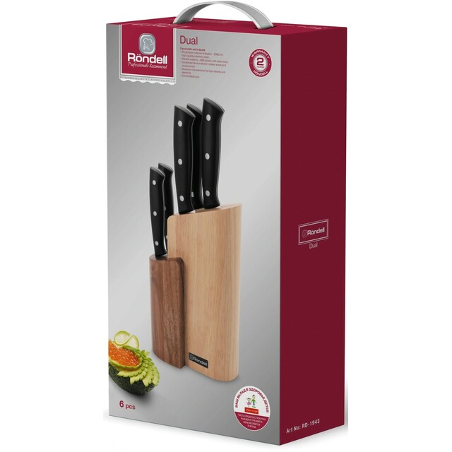 Набор кухонных ножей Rondell Dual RD-1943, черный