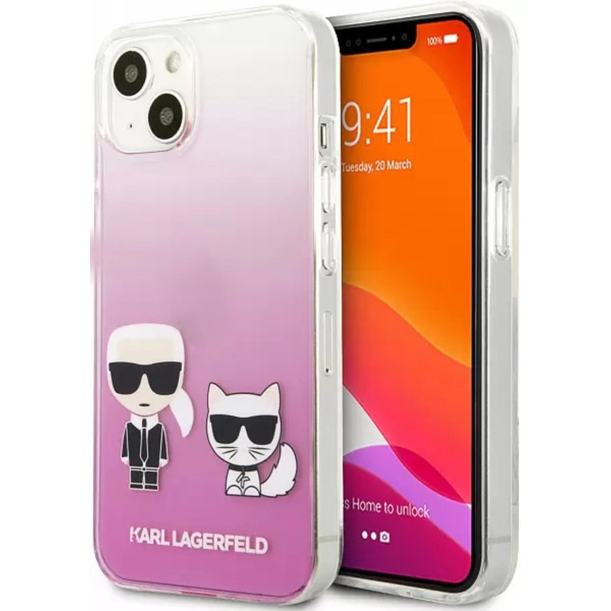 Чехол-накладка KarlLagerfeld Hard Case Ikonik + Choupette Transparent для смартфона Apple iPhone 13 (Цвет: Rose)