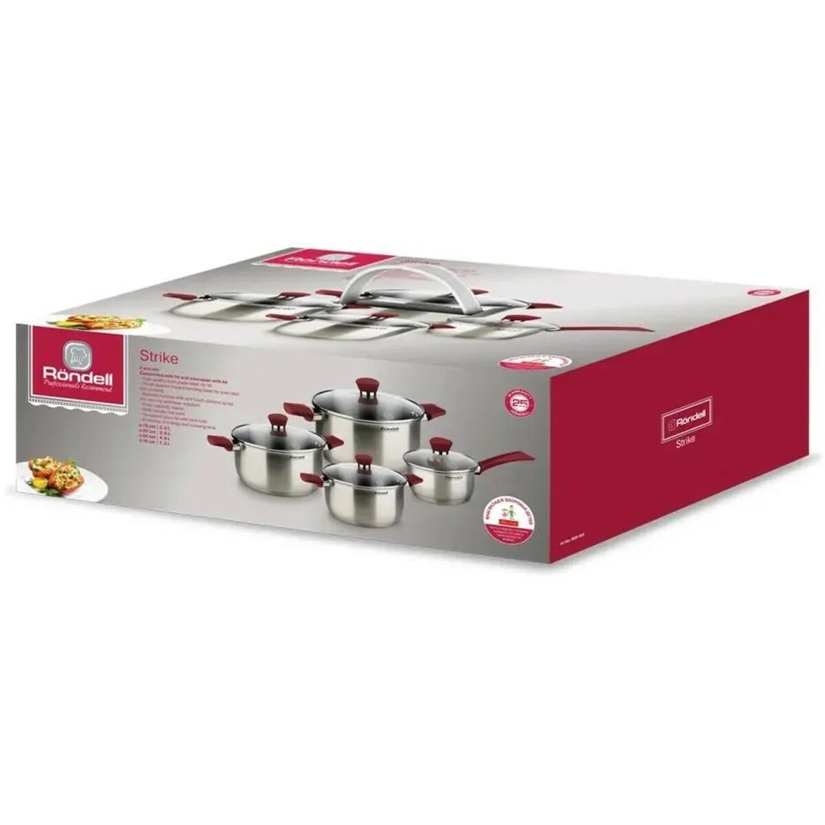 Набор посуды Rondell Strike RDS-818 (Цвет: Inox/Red)
