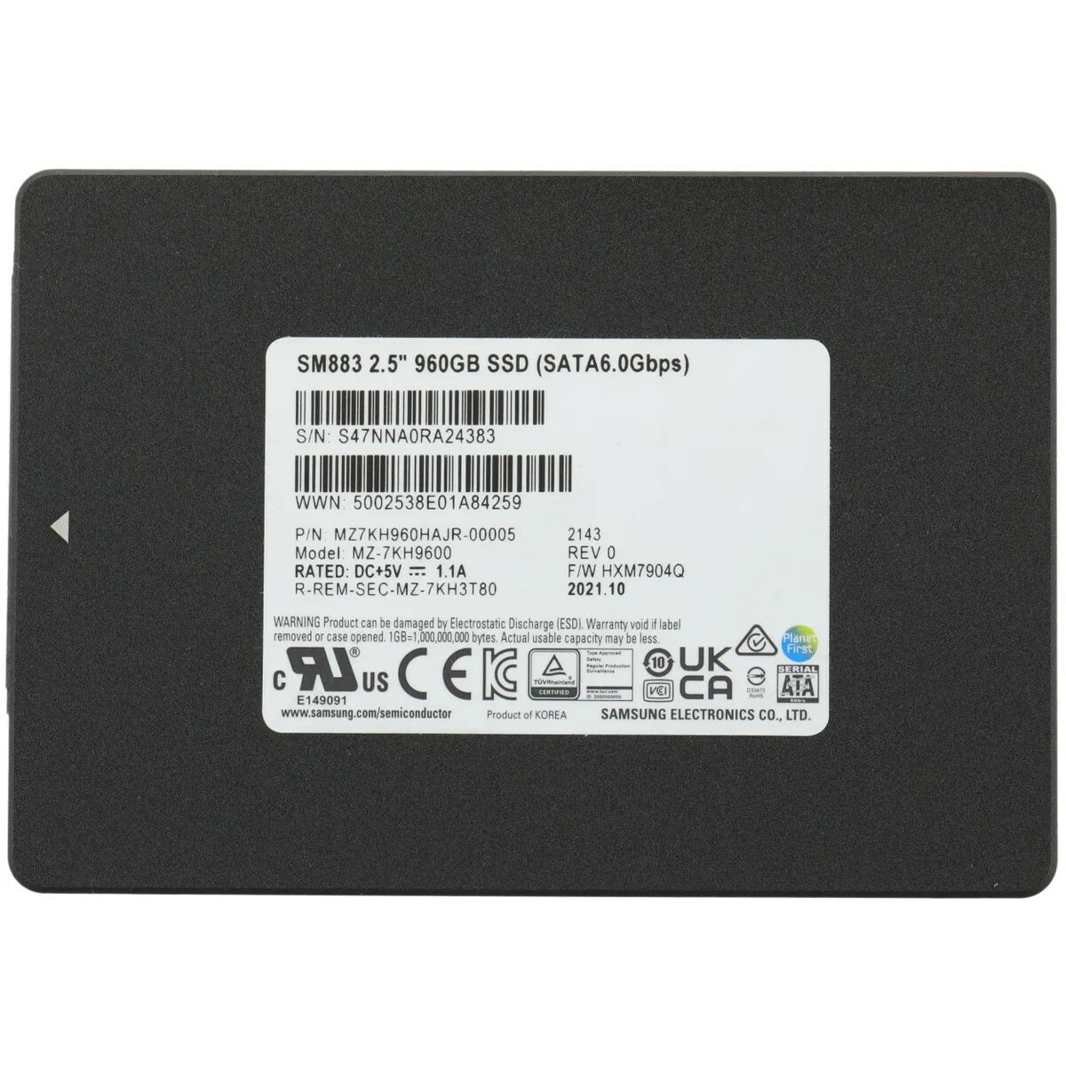 Накопитель SSD Samsung SATA III 960Gb MZ7KH960HAJR-00005