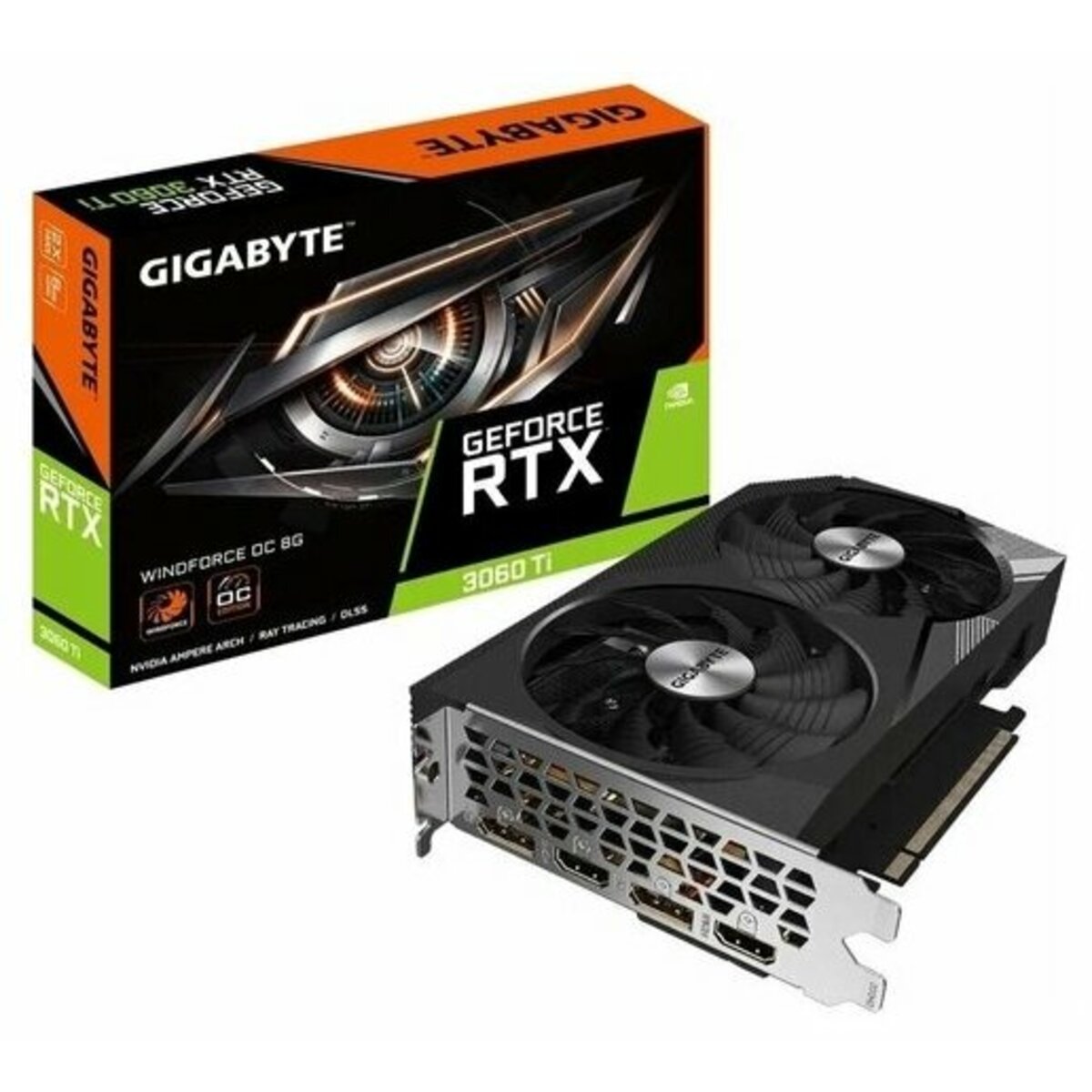 Видеокарта GIGABYTE PCI-E 4.0 GV-N306TWF2OC-8GD NVIDIA GeForce RTX 3060Ti 8192Mb 256 GDDR6 1680 / 14000 HDMIx2 DPx2 HDCP Ret