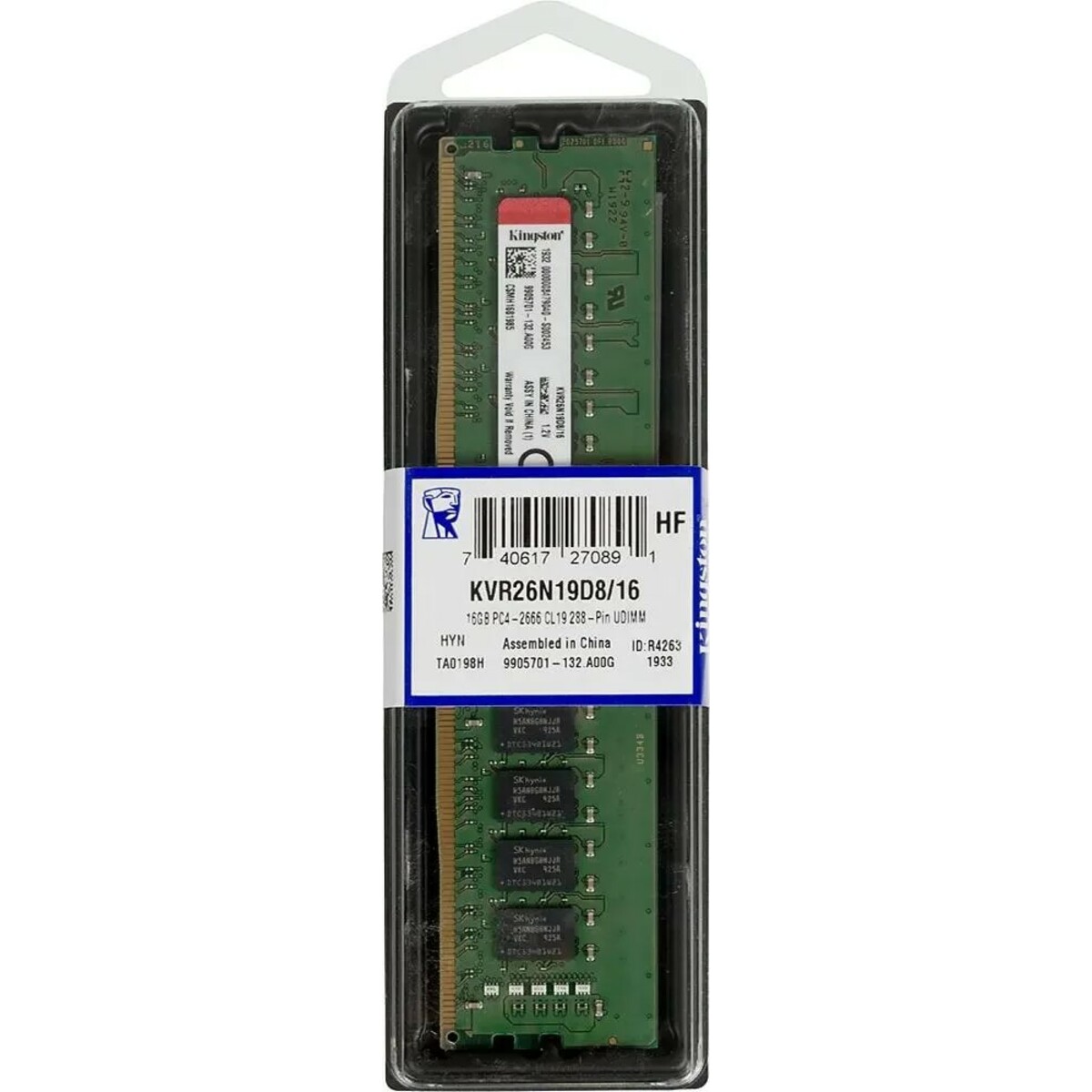 Память DDR4 16Gb 2666MHz Kingston KVR26N19D8/16