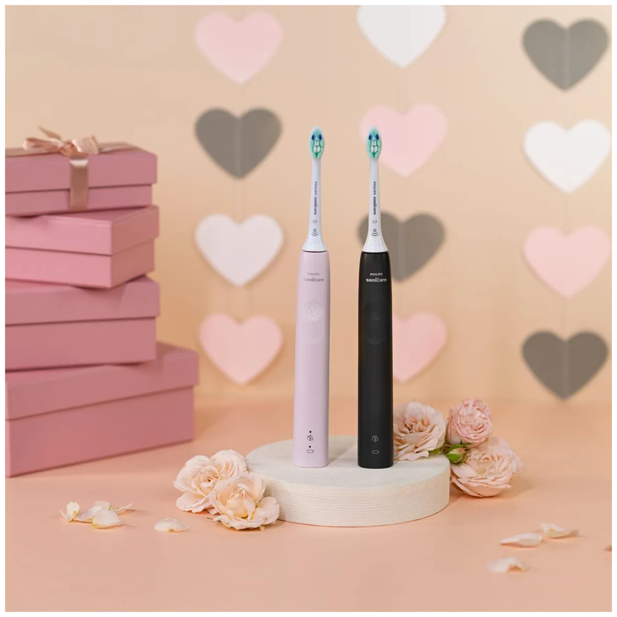 Набор электрических зубных щеток Philips Sonicare 3100 series HX3675/15 (Цвет: Pink/Black)