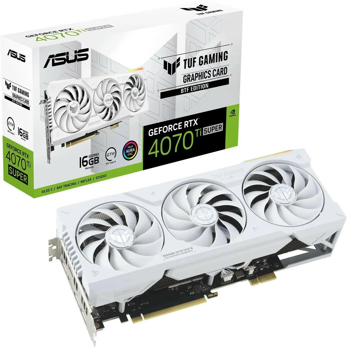 Видеокарта ASUS GeForce RTX 4070 Ti Super TUF Gaming BTF White 16Gb (TUF-RTX4070TIS-16G-BTF-WHITE)