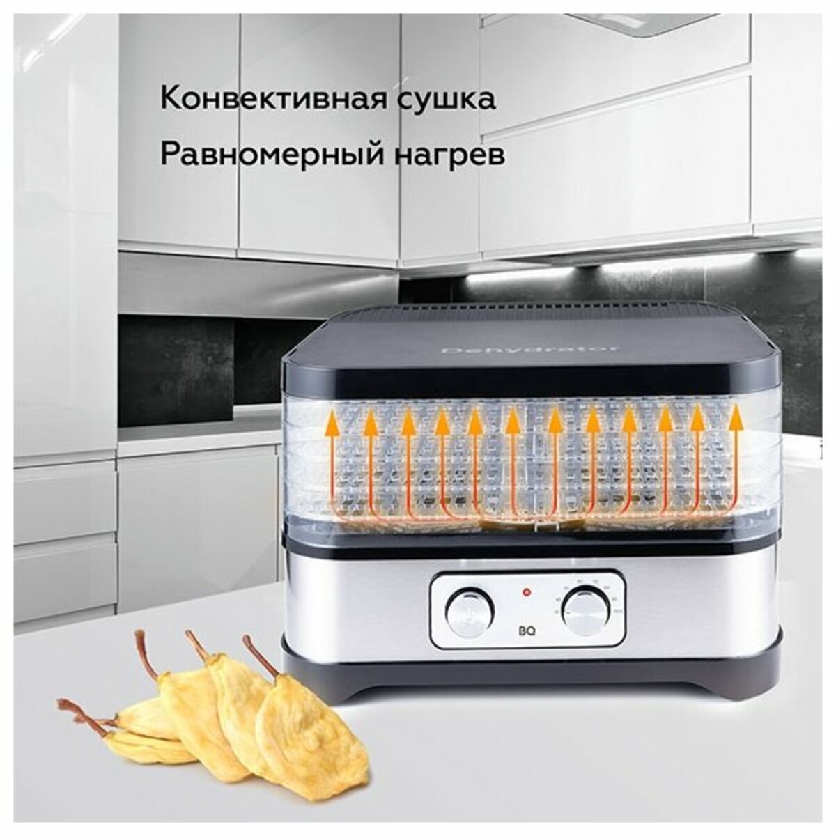 Сушилка для овощей и фруктов BQ FD1000 (Цвет: Black / Steel)