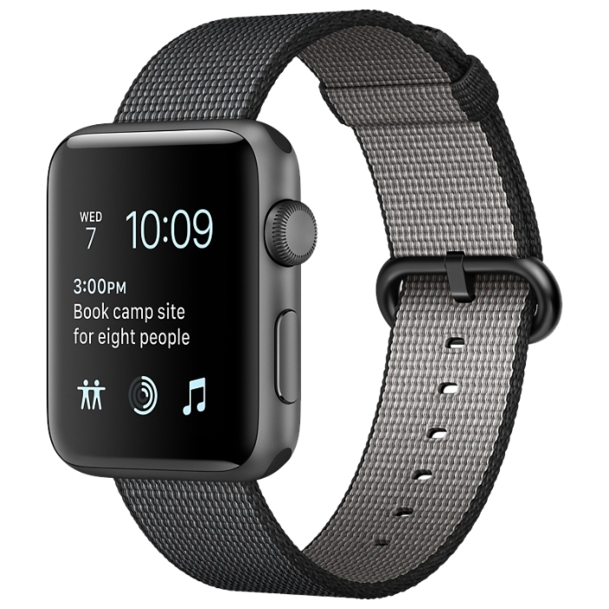 Apple Watch Series 2 38mm Aluminum Case with Woven Nylon Band Space Gray Black