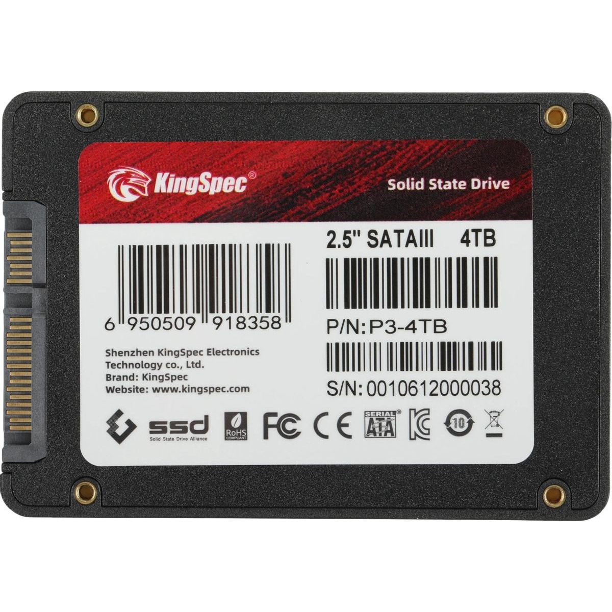 Накопитель SSD Kingspec SATA III 4Tb P3-4TB