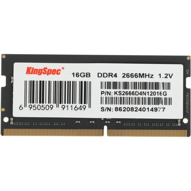 Память DDR4 16Gb 2666MHz Kingspec KS2666D4N12016G RTL PC4-21300 SO-DIMM 260-pin 1.35В