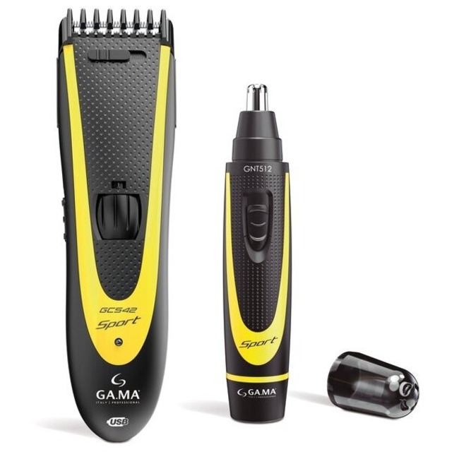 Набор для стрижки волос машинка GA.MA GC547 SPORT + триммер GNT512 (Цвет: Black / Yellow)