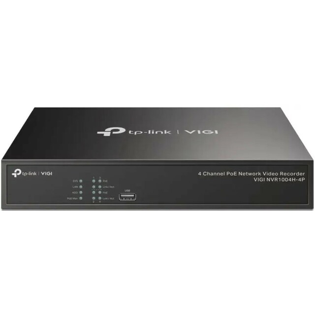 Видеорегистратор цифровой (IP) TP-Link NVR VIGI NVR1004H-4P, черный