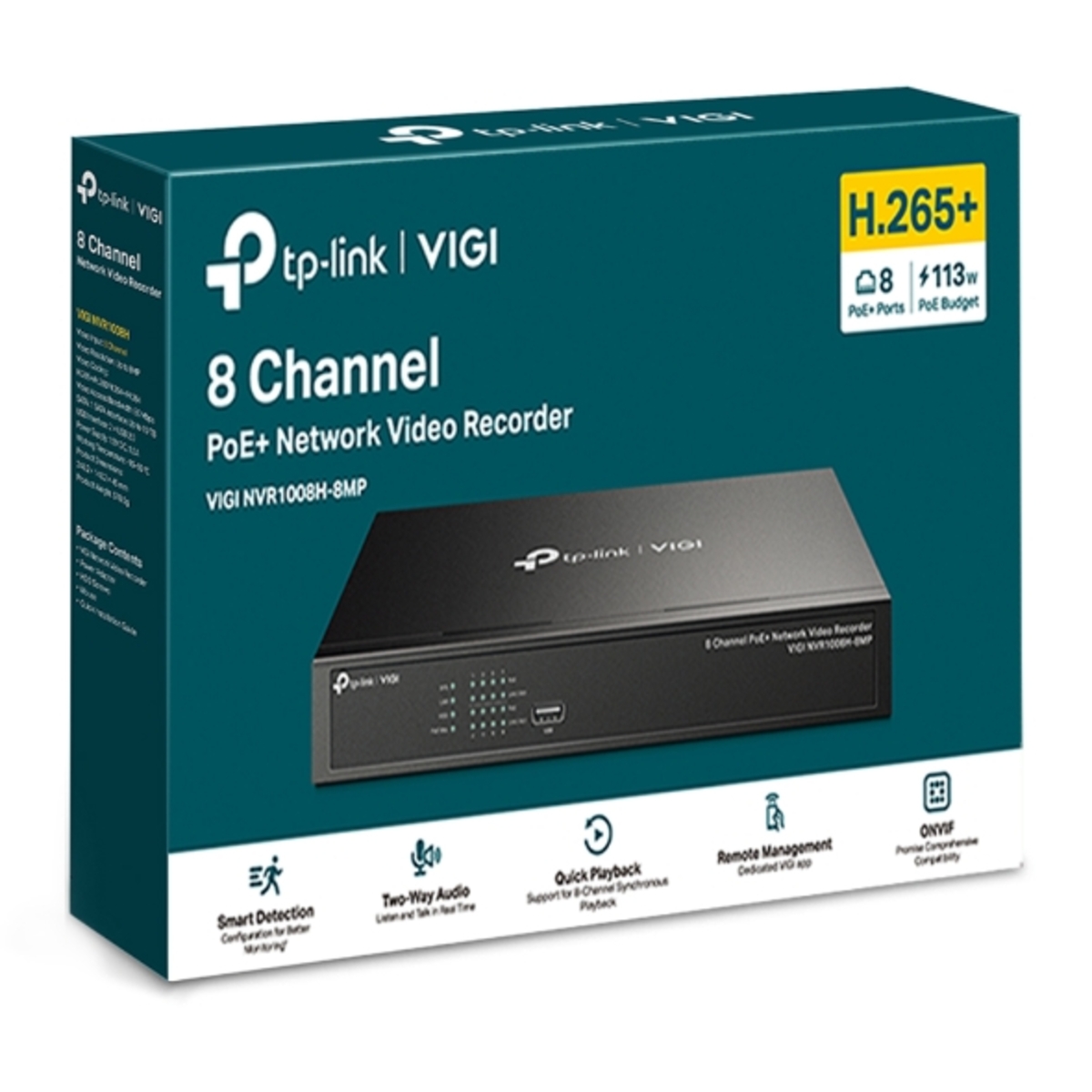 Видеорегистратор цифровой (IP) TP-Link NVR VIGI NVR1008H-8MP, черный