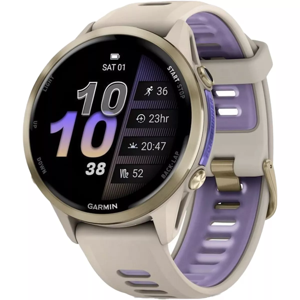 Умные часы Garmin Forerunner 970 47mm (Цвет: Soft Gold Titanium French Gray/Translucent Indigo)