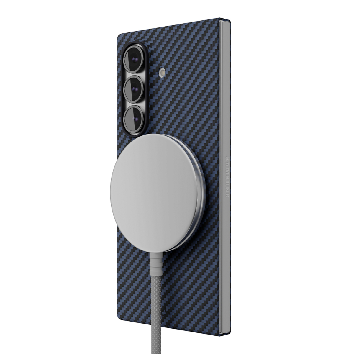 Чехол-накладка VLP Kevlar Сase MagSafe для Samsung Galaxy Z Fold 7 (Цвет: Dark Blue)