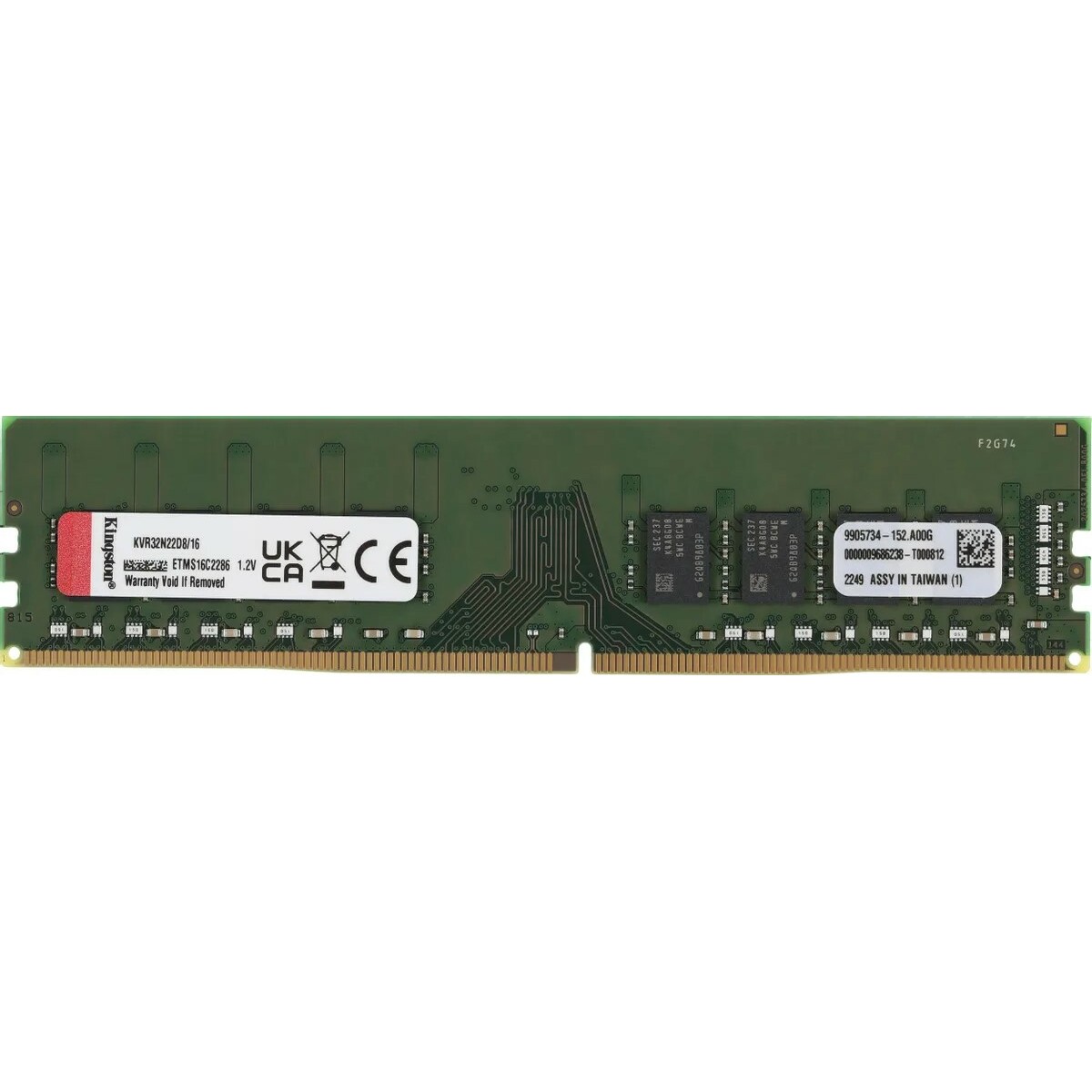 Память DDR4 16Gb 3200Mhz Kingston KVR32N22D8/16