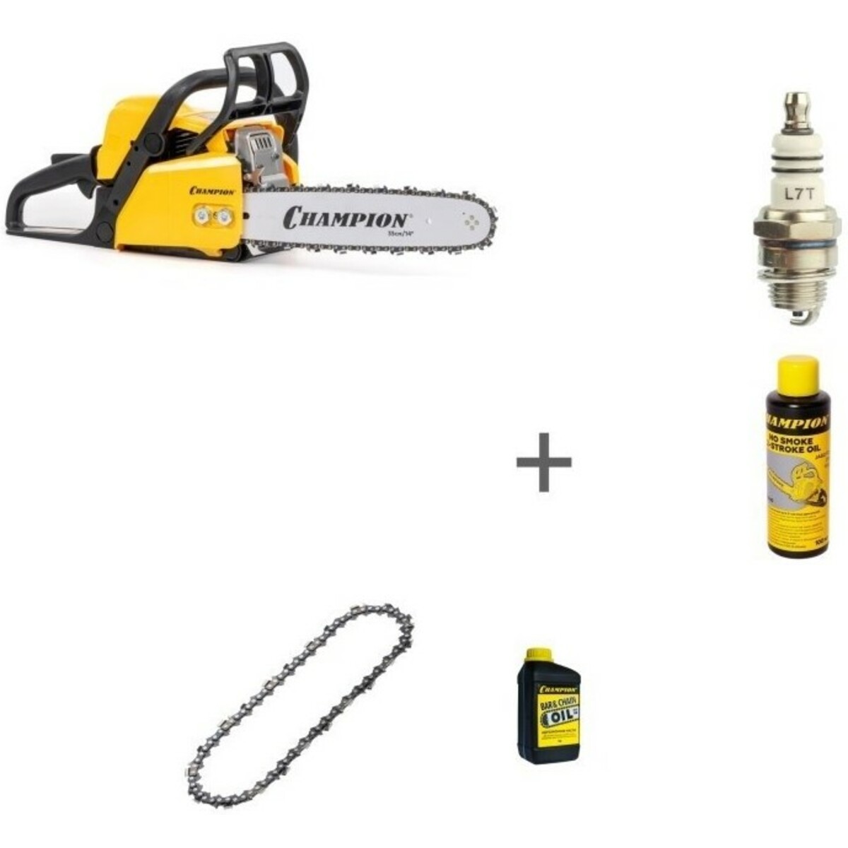 Бензопила Champion 232-14 + подарок (Цвет: Yellow/Black)