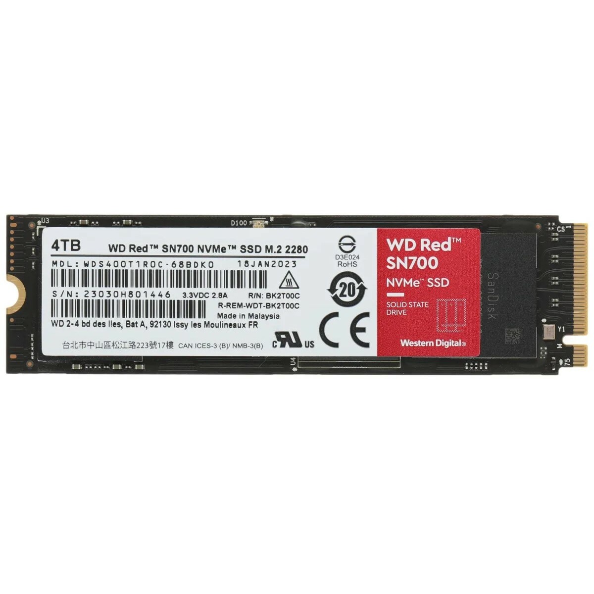 Накопитель SSD WD Original PCI-E x4 4Tb WDS400T1R0C 