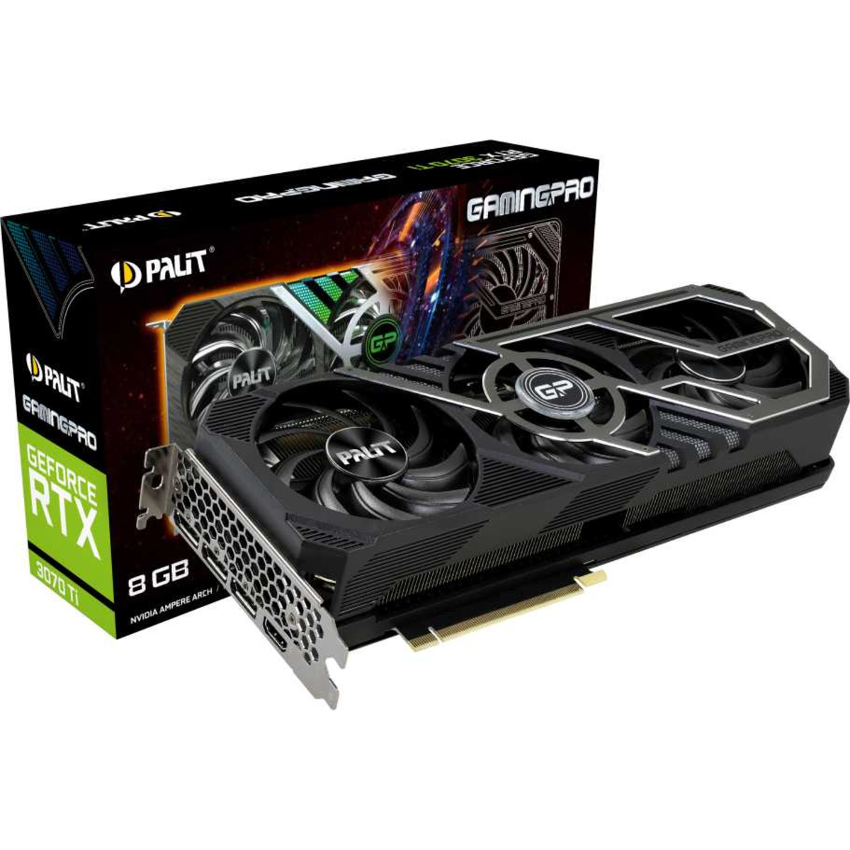 Видеокарта Palit PCI-E 4.0 PA-RTX3070TI GAMINGPRO 8G LHR NVIDIA GeForce RTX 3070TI 8192Mb 256 GDDR6X 1575 / 19000 / HDMIx1 / DPx3 / HDCP Ret