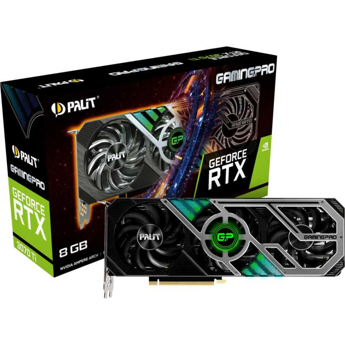 Видеокарта Palit PCI-E 4.0 PA-RTX3070TI GAMINGPRO 8G LHR NVIDIA GeForce RTX 3070TI 8192Mb 256 GDDR6X 1575 / 19000 / HDMIx1 / DPx3 / HDCP Ret