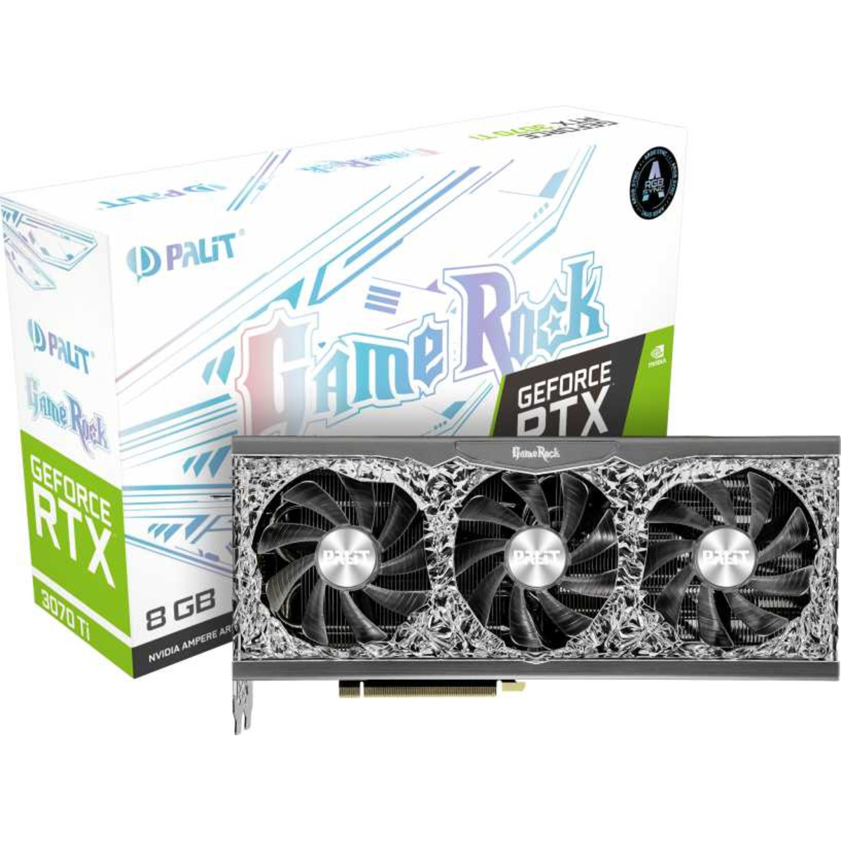 Видеокарта Palit PCI-E 4.0 PA-RTX3070TI GAMEROCK 8G LHR NVIDIA GeForce RTX 3070TI 8192Mb 256 GDDR6X 1575 / 19000 / HDMIx1 / DPx3 / HDCP Ret