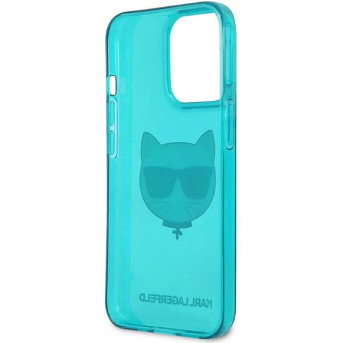 Чехол-накладка Karl Lagerfeld TPU FLUO Case Choupette's для смартфона Apple iPhone 13 Pro Max (Цвет: Blue)