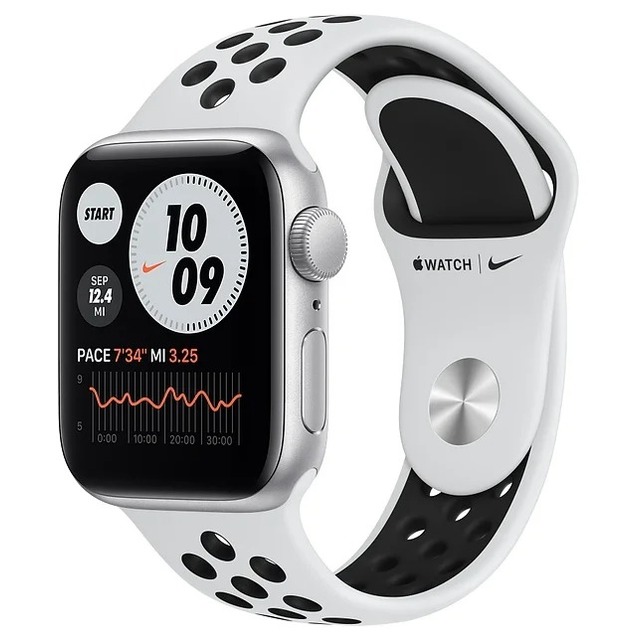 Умные часы Apple Watch SE GPS 40mm Aluminum Case with Nike Sport Band (Цвет: Silver / Pure Platinum / Black)