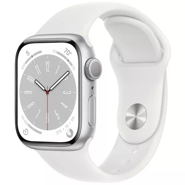 Умные часы Apple Watch Series 8 45mm Aluminum Case with Sport Band M/L (Цвет: Silver/White)