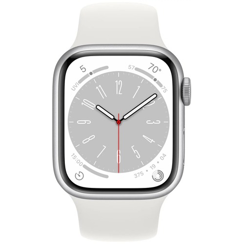 Умные часы Apple Watch Series 8 45mm Aluminum Case with Sport Band M / L (Цвет: Silver / White)